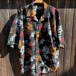 Northpeak Dragon pattern Button Up Short Sleeve Top